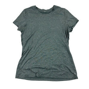 Fabletics Heather Green Short Sleeve Activewear T-Shirt Crew Neck Stretch Sz M/L